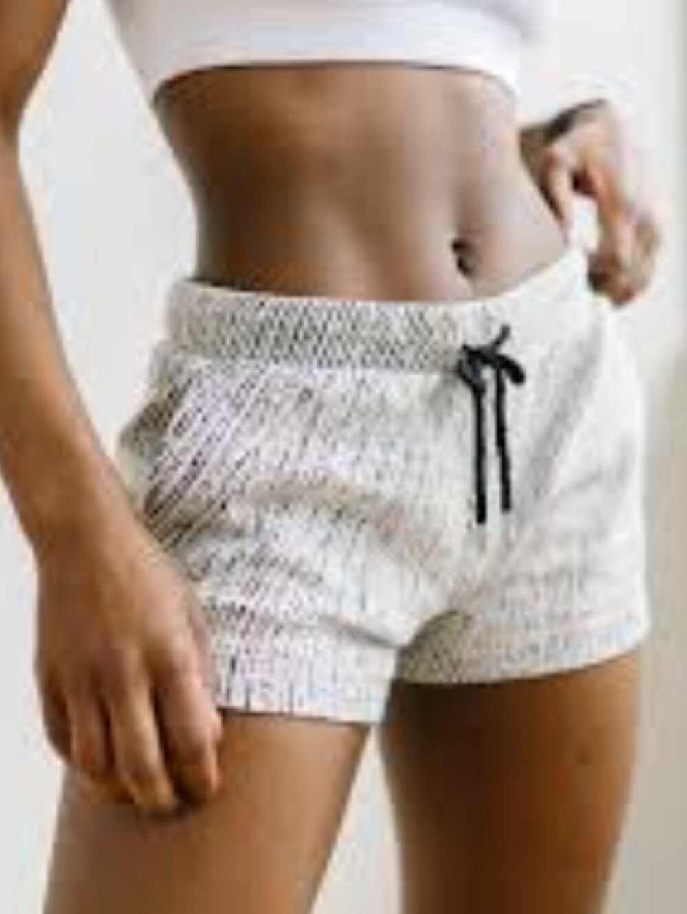 Zyia Active Women’s White Knit Lounge Shorts with Drawstring Size Small